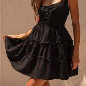 Your Sunny Day Black Tiered Smocked Mini Dress